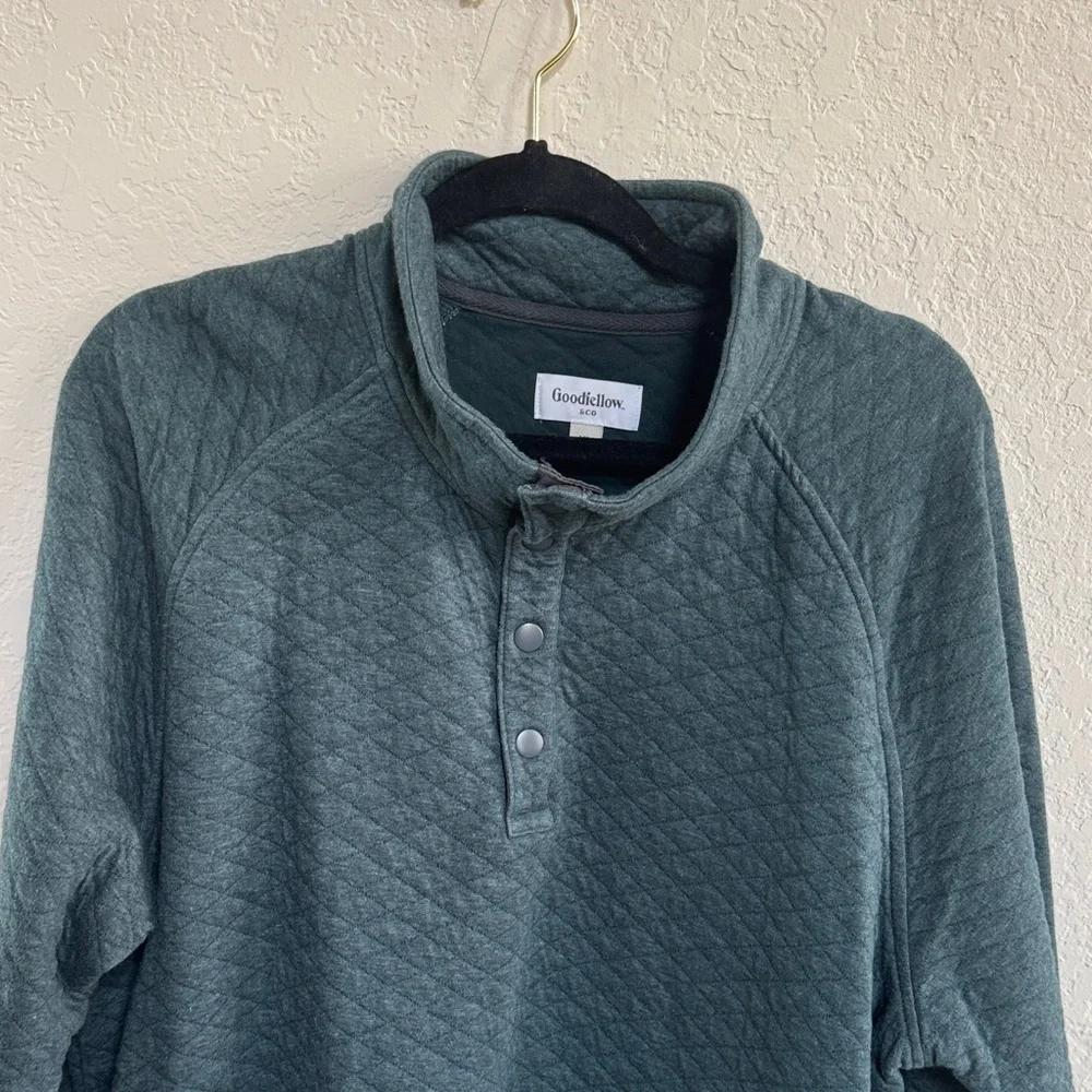 Goodfellow & Co Quilted Zip-Style Mock Neck Sweater - Teal Green - Picture 3 of 6